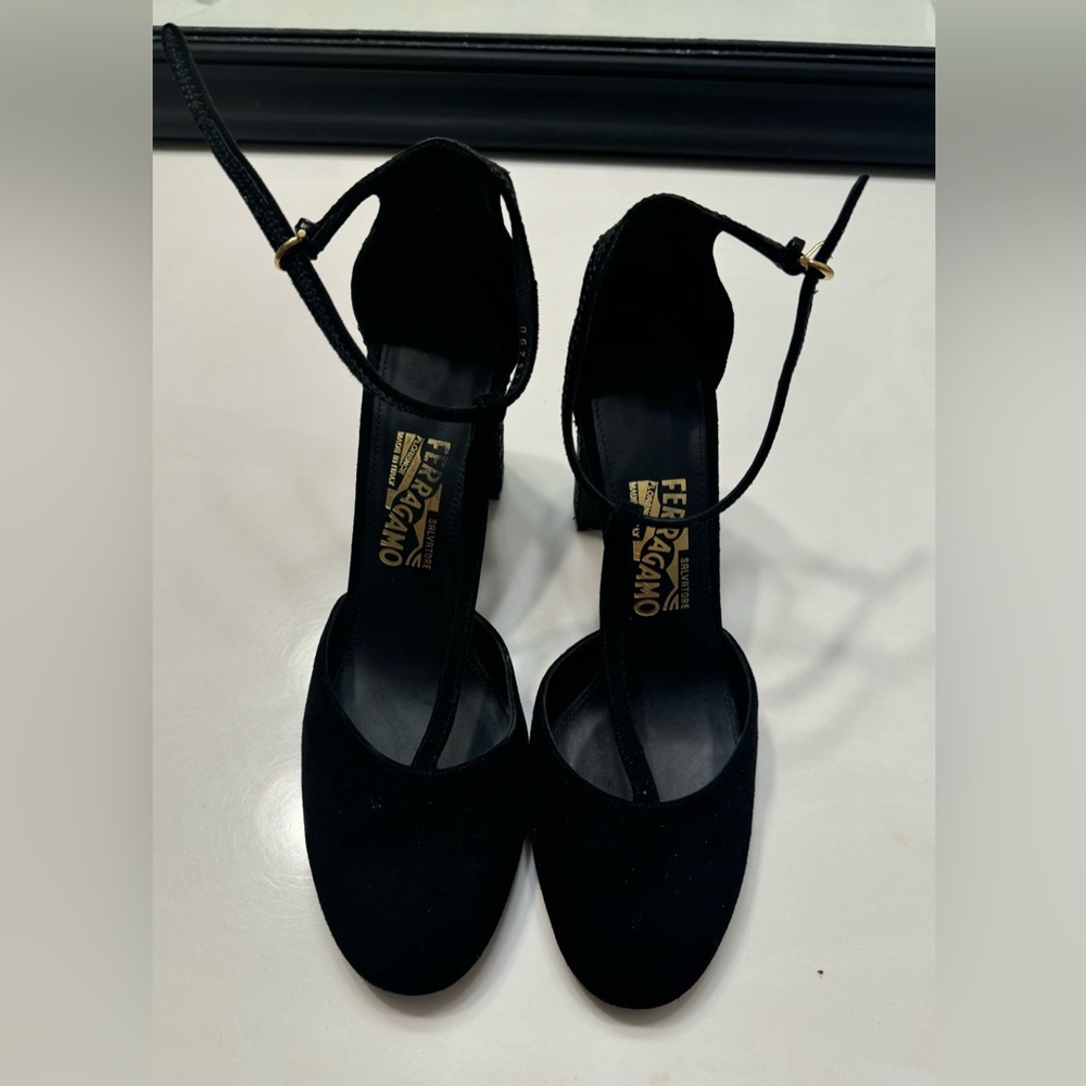 Salvatore Ferragamo T-Strap suede shoes